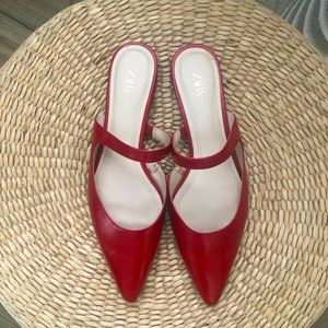 Zara pointed toe mule flats RED Size 41 US 10